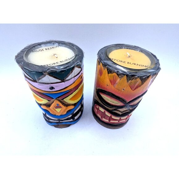 Set of Vtg NOS Tiki Wax Candles Tribal Design Aloha Party Totem - Picture 3 of 8